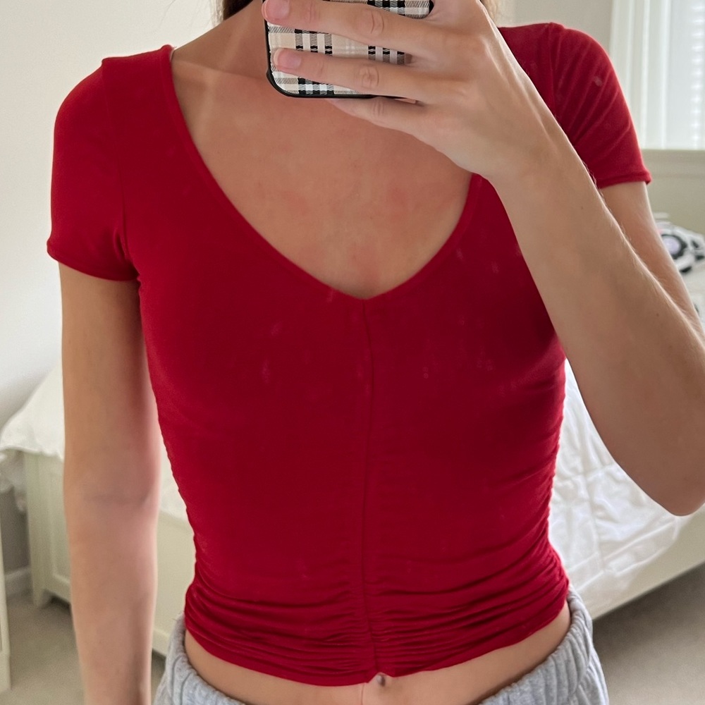 Forever 21 Red Runched Shirt
